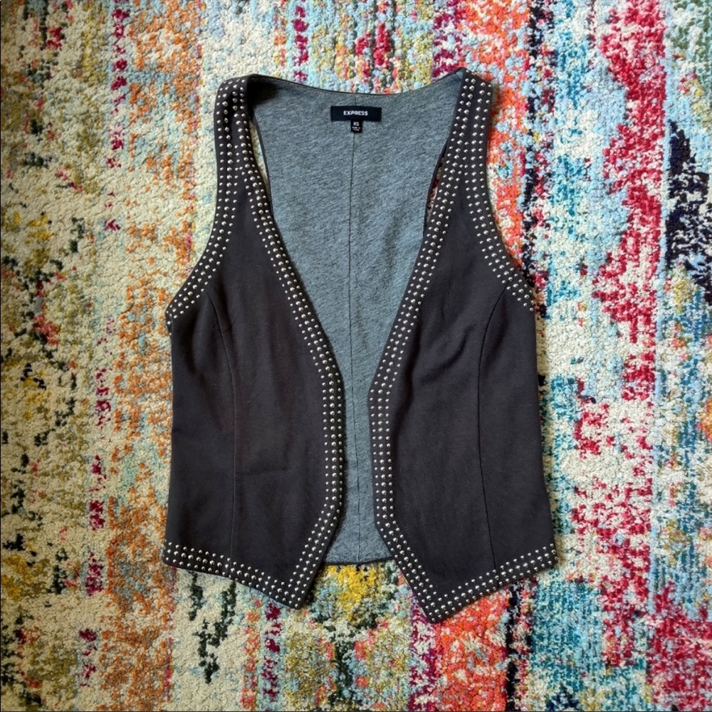 Express Gray Studded Vest